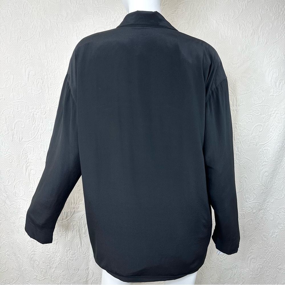 VTG 80s 100% Silk Independent Style Black Blazer - Picture 8 of 16